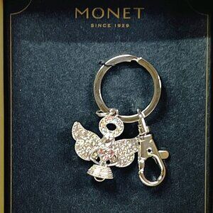 Monet Rhinestone Pink Angel Key Chain Pendant Charm Bag Backpack Ornament Bling